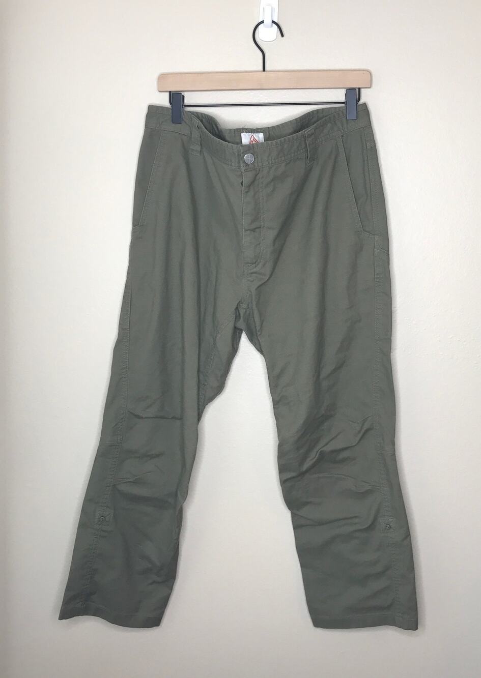 LIVSN Flex Canvas Pants Olive Green Organic Cotton Hiking Gorpcore Utility 34x30